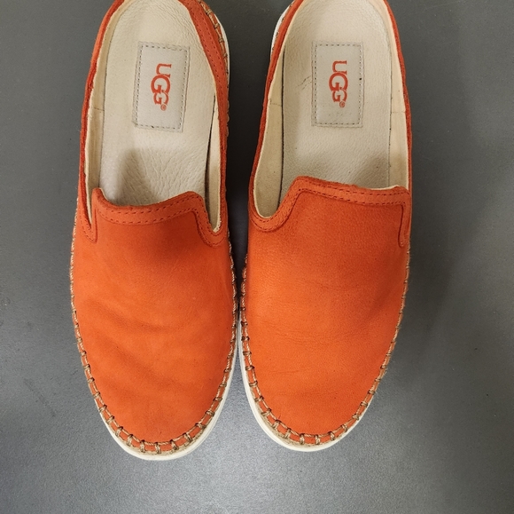 UGG Caleel Leather Orange Slip-On Mules Sz 6.5 - Picture 3 of 10